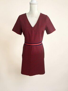 DRAPER JAMES Red Blue Striped A Line Dress Size Medium